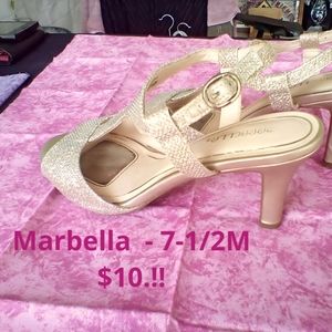 Marbella Glittery Heels, Sz.7-1/2M, EUC...Only $10.!!